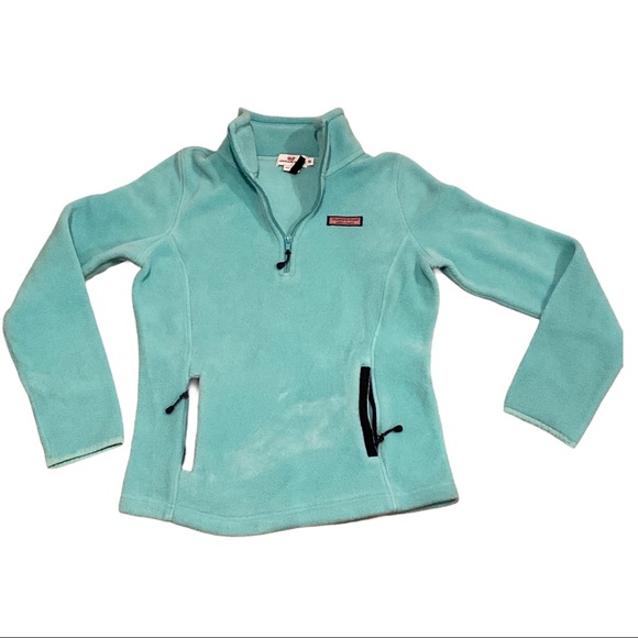 Vineyard Vines Turquoise Sherpa Half-Zip Pullover - Picture 3 of 8